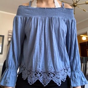 Off the Shoulder Blue Top